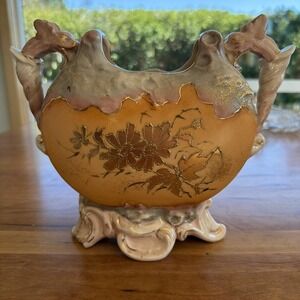 Antique Austrian Art Nouveau Jardiniere Amphora Style Dragon Handles c1900